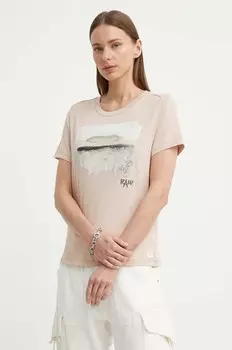 Хлопковая футболка G-Star Raw, розовый