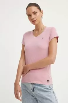 Хлопковая футболка G-Star Raw, розовый
