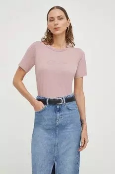 Хлопковая футболка G-Star Raw, розовый