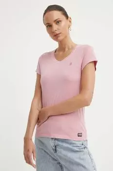 Хлопковая футболка G-Star Raw, розовый