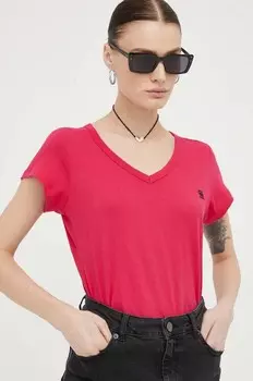 Хлопковая футболка G-Star Raw, розовый