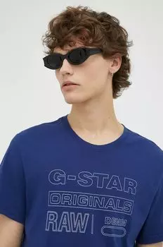 Хлопковая футболка G-Star Raw, темно-синий