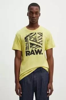 Хлопковая футболка G-Star Raw, зеленый