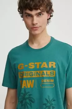 Хлопковая футболка G-Star Raw, зеленый