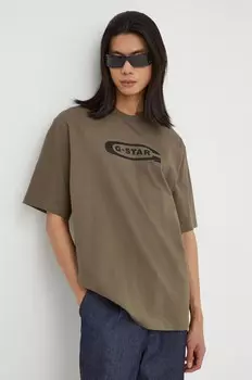 Хлопковая футболка G-Star Raw, зеленый
