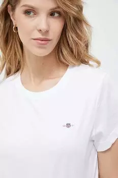 Хлопковая футболка Gant, белый