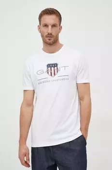 Хлопковая футболка Gant, белый