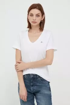 Хлопковая футболка Gant, белый