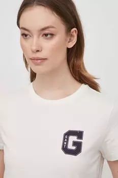 Хлопковая футболка Gant, бежевый