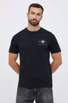 Хлопковая футболка Gant, черный