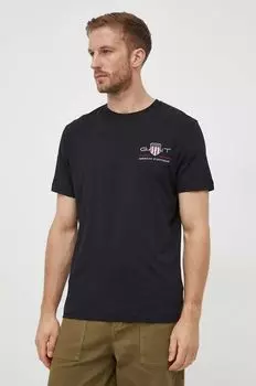 Хлопковая футболка Gant, черный