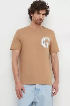 Хлопковая футболка Gant, коричневый