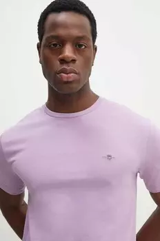 Хлопковая футболка Gant, розовый
