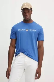 Хлопковая футболка Gant, синий