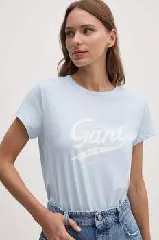 Хлопковая футболка Gant, синий