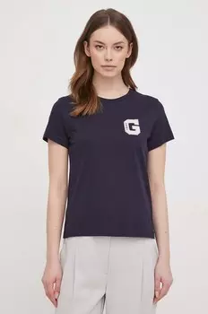 Хлопковая футболка Gant, темно-синий