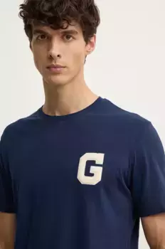 Хлопковая футболка Gant, темно-синий