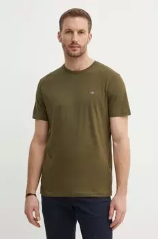 Хлопковая футболка Gant, зеленый