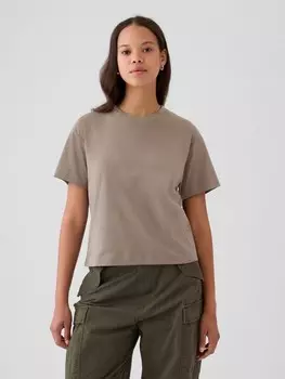 Хлопковая футболка Gap, коричневый