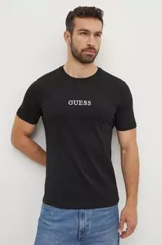 Хлопковая футболка Guess, черный