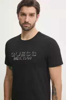 Хлопковая футболка Guess, черный