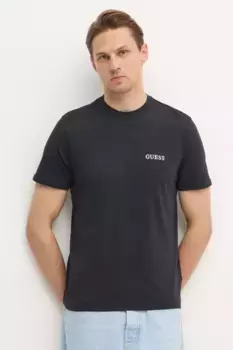Хлопковая футболка Guess, черный