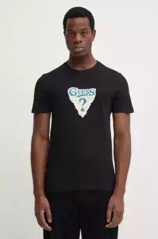 Хлопковая футболка Guess, черный