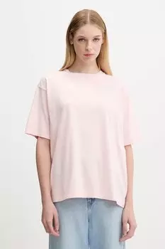Хлопковая футболка Guess Jeans, розовый