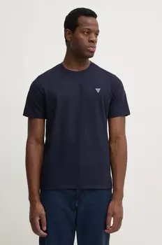Хлопковая футболка Guess, темно-синий