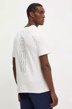 Хлопковая футболка Guess THONY, бежевый