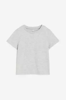 Хлопковая футболка H&M, серый