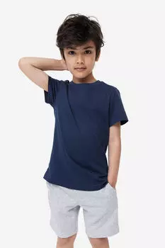 Хлопковая футболка H&M, синий