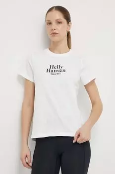 Хлопковая футболка Helly Hansen, белый