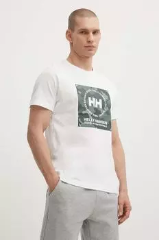 Хлопковая футболка Helly Hansen, белый