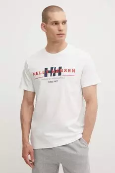 Хлопковая футболка Helly Hansen, белый