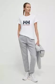 Хлопковая футболка Helly Hansen, белый