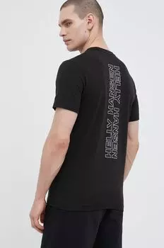 Хлопковая футболка Helly Hansen, черный