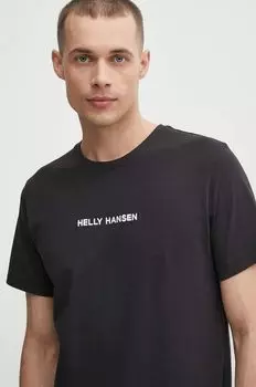 Хлопковая футболка Helly Hansen, черный
