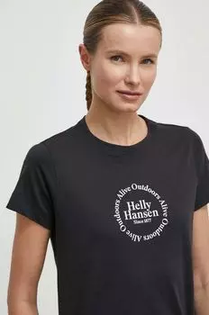 Хлопковая футболка Helly Hansen, черный