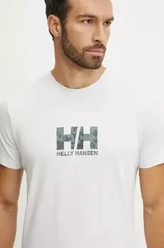 Хлопковая футболка Helly Hansen, серый