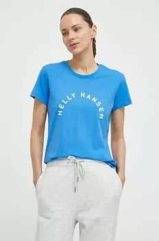 Хлопковая футболка Helly Hansen, синий
