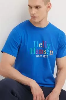 Хлопковая футболка Helly Hansen, синий