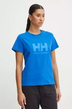 Хлопковая футболка Helly Hansen, синий
