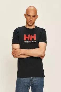 Хлопковая футболка Helly Hansen, темно-синий