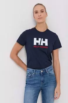 Хлопковая футболка Helly Hansen, темно-синий