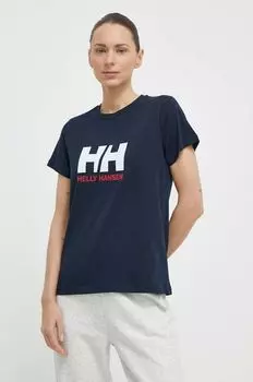 Хлопковая футболка Helly Hansen, темно-синий