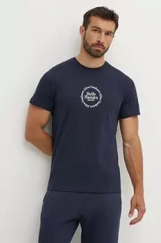 Хлопковая футболка Helly Hansen, темно-синий