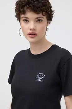 Хлопковая футболка Herschel, черный