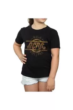 Хлопковая футболка High Volt с рваным логотипом AC/DC, черный