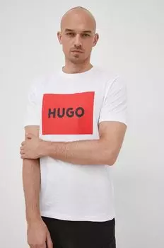 Хлопковая футболка Hugo, белый